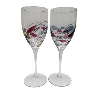 VTG Lot 2 Retired Helios Artland Grand Bordeaux Wine Goblet Glasses 10 5/8” Tall